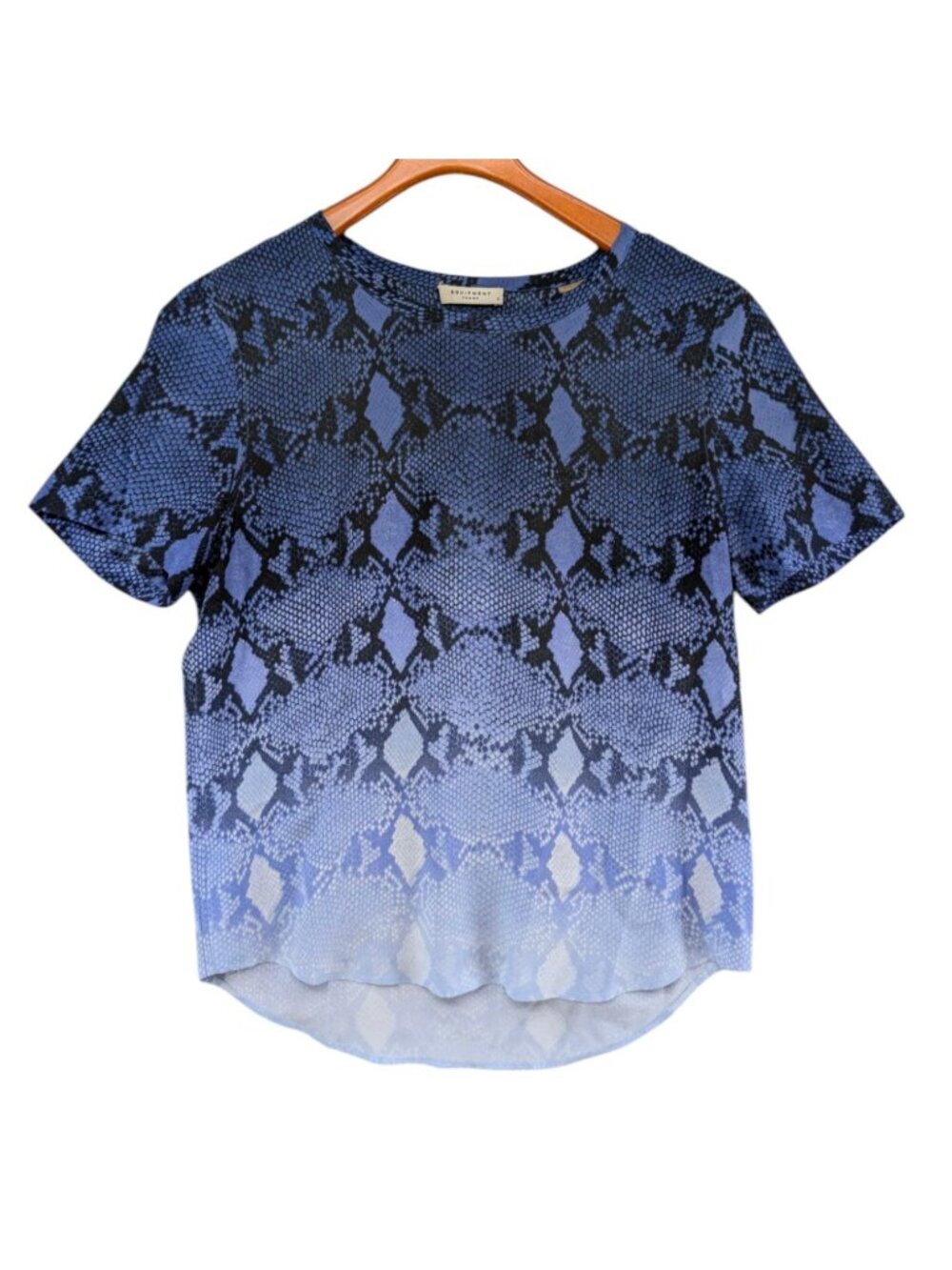 Equipment Femme Riley Fading Blouse Womens Blue Silk Snake Print Top Size S